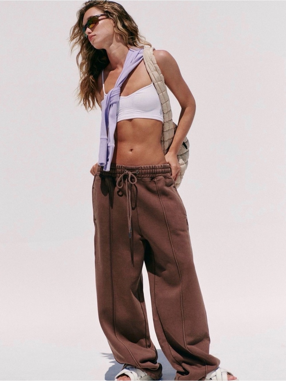 Free People Straight To The Finish Line Straight Leg Sweatpants- in BLACK
